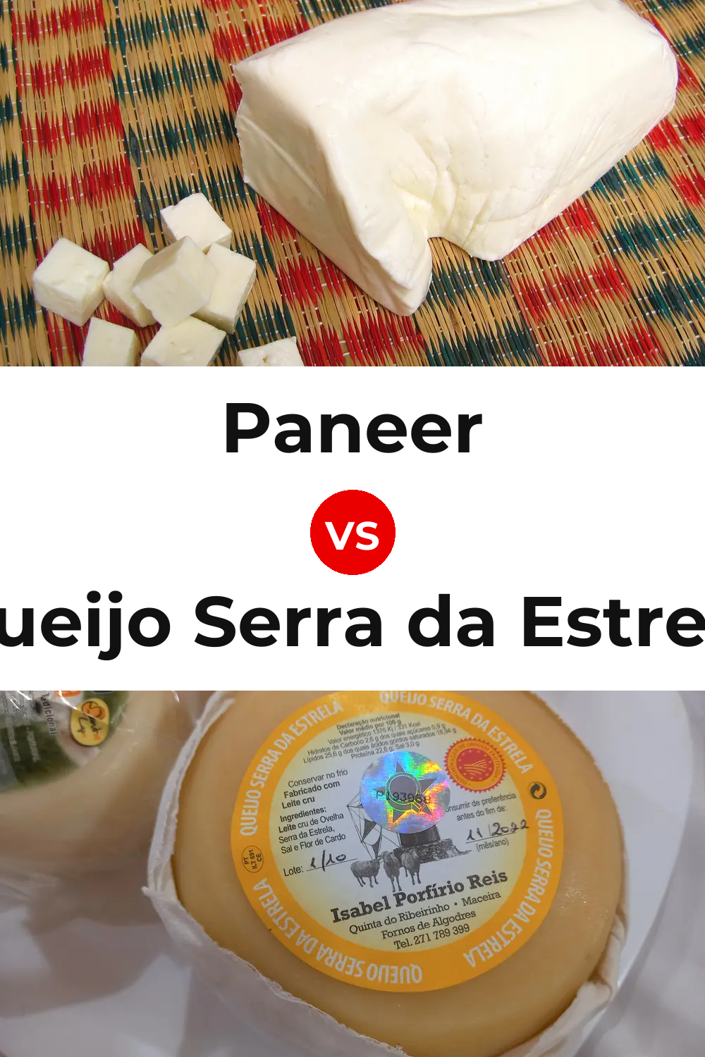 Paneer Cheese vs Queijo Serra da Estrela Pinterest comparison