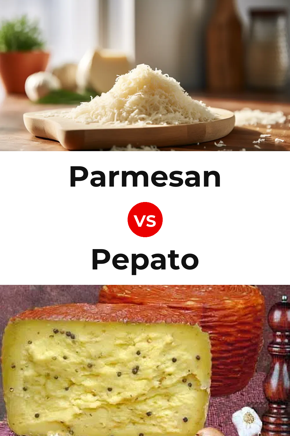 Parmesan Cheese vs Pepato Cheese Pinterest comparison