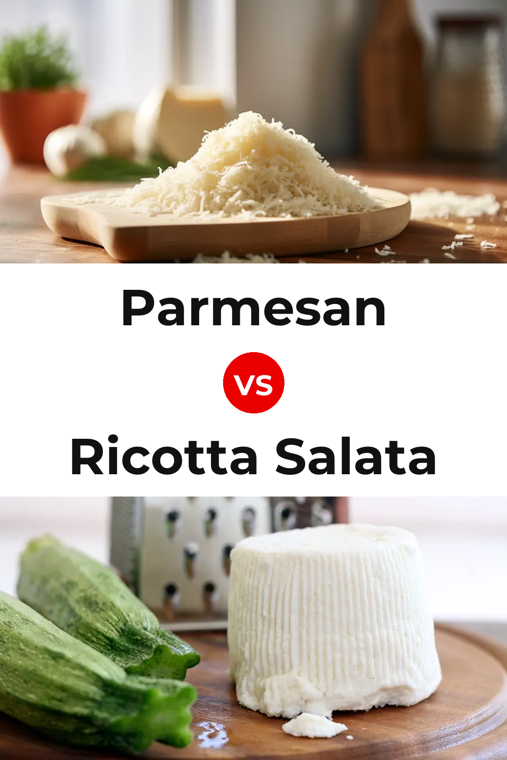 Parmesan Cheese vs Ricotta Salata Cheese Pinterest comparison