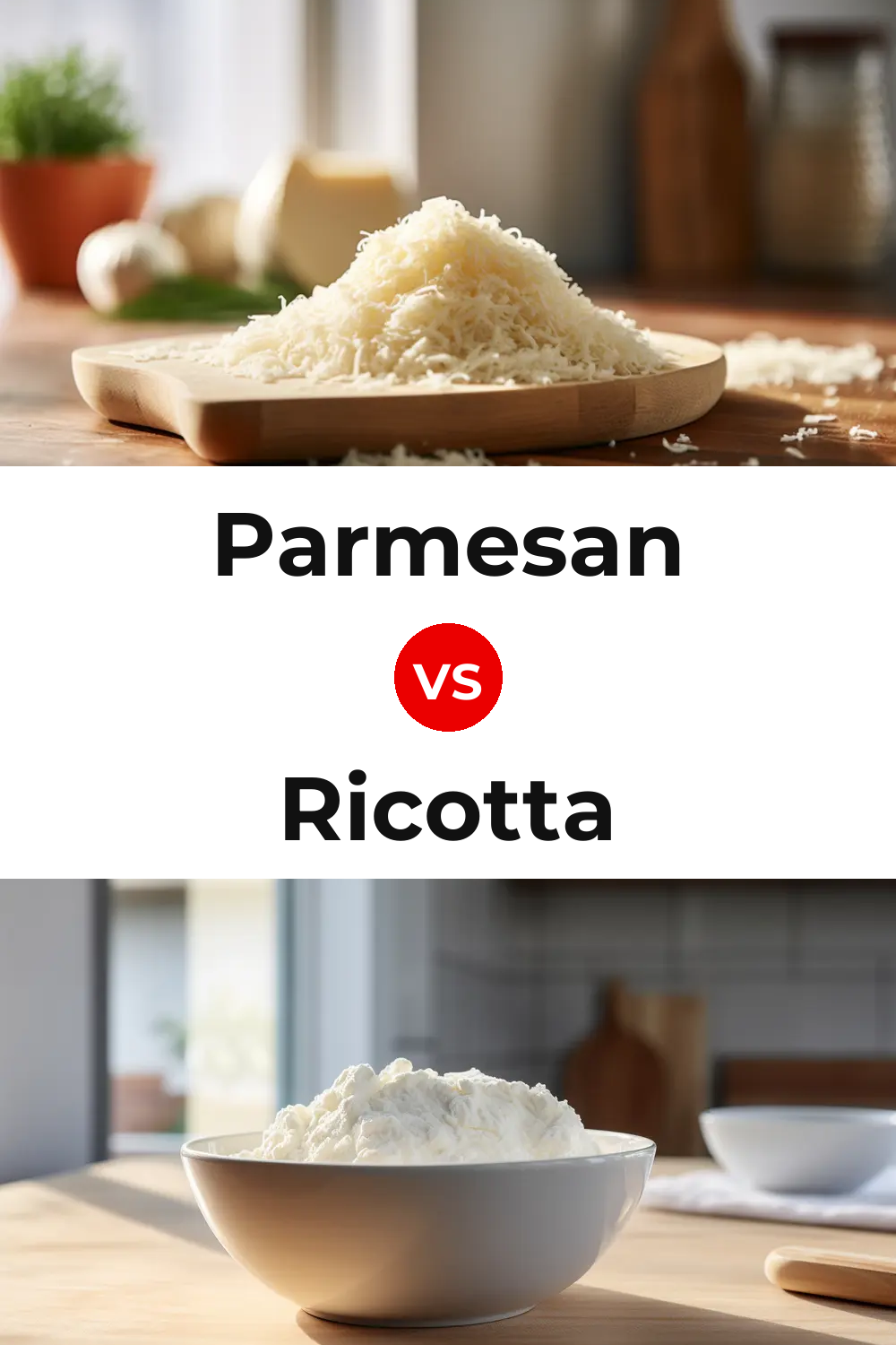 Parmesan Cheese vs Ricotta Cheese Pinterest comparison
