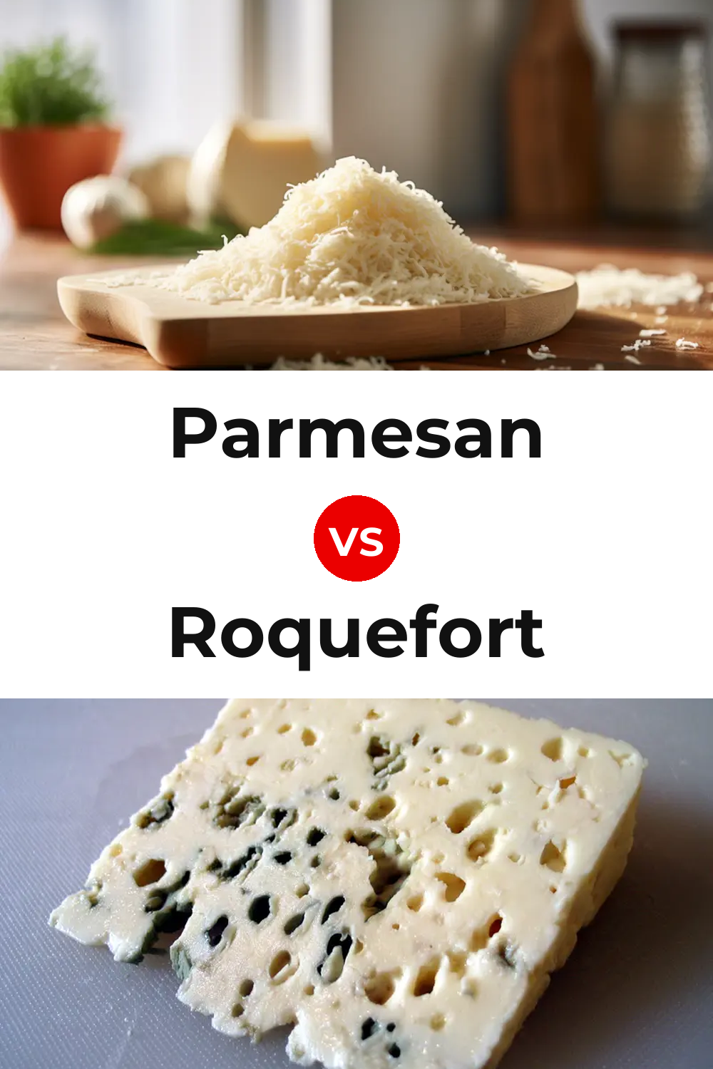 Parmesan Cheese vs Roquefort Cheese Pinterest comparison