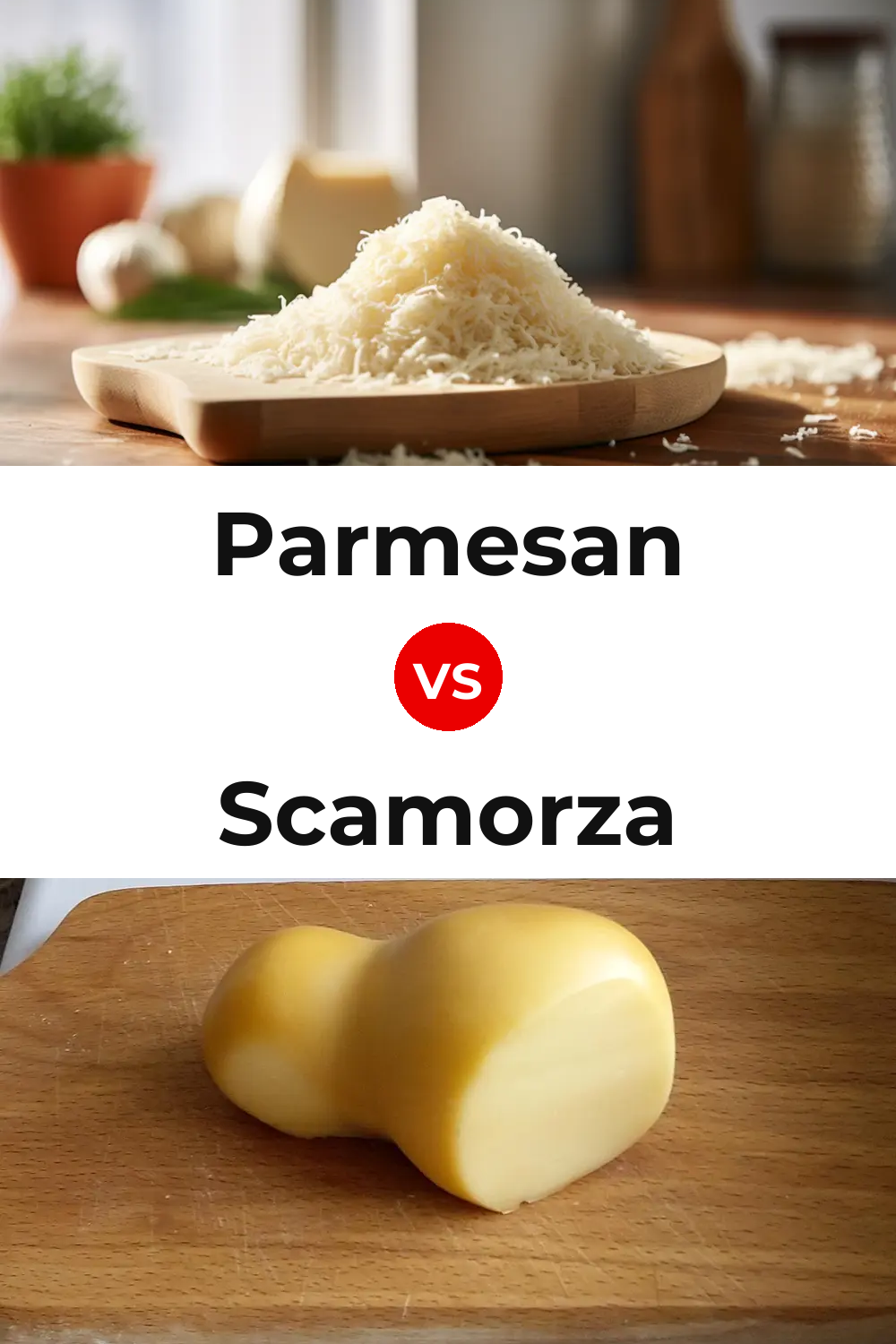 Parmesan Cheese vs Scamorza Cheese Pinterest comparison