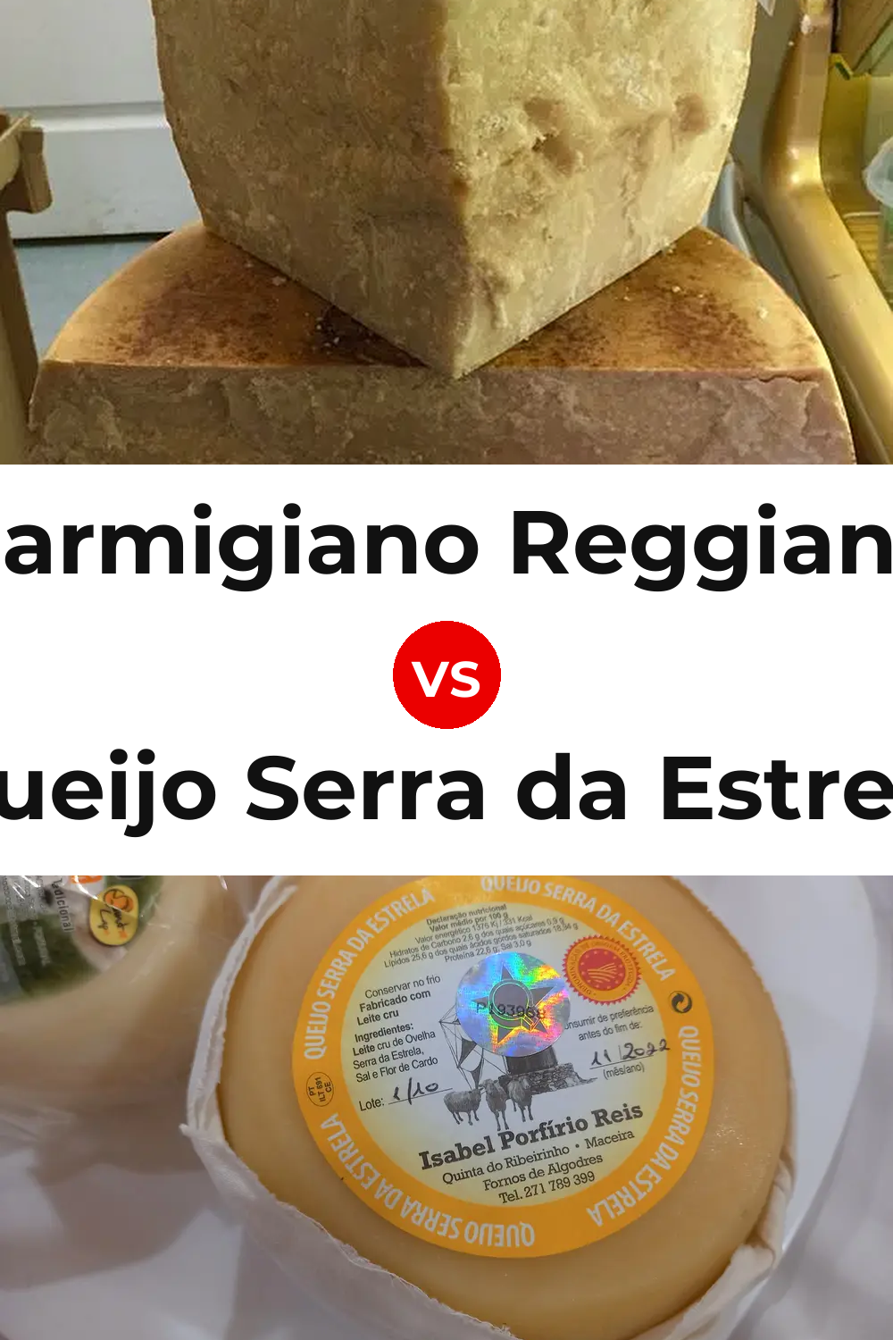 Parmigiano Reggiano Cheese vs Queijo Serra da Estrela Pinterest comparison