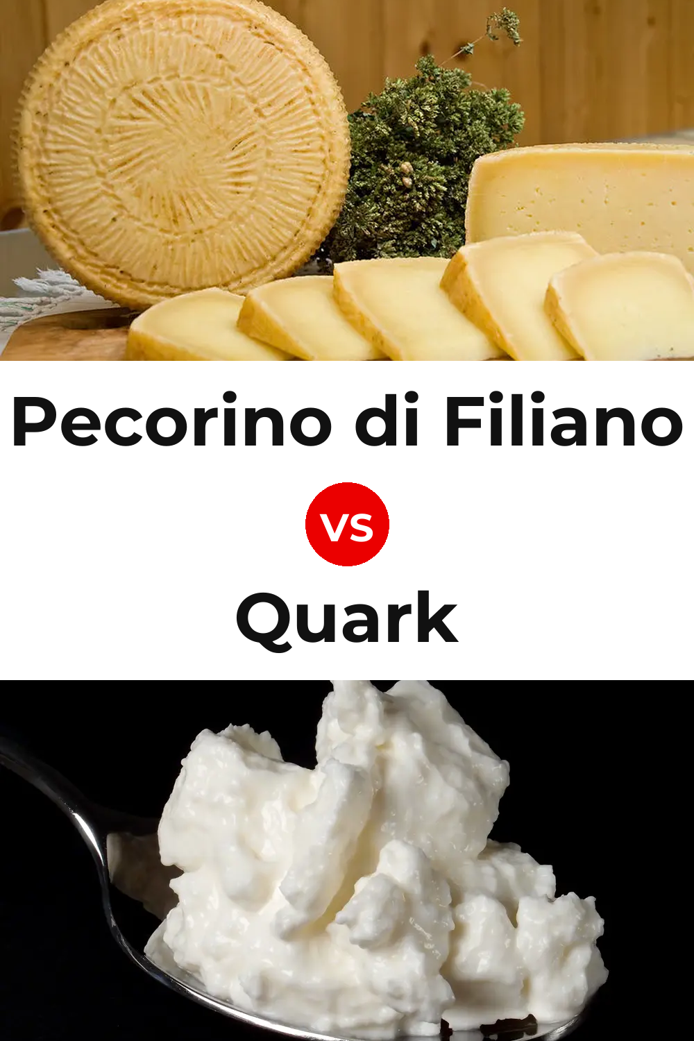 Pecorino di Filiano Cheese vs Quark Cheese Pinterest comparison