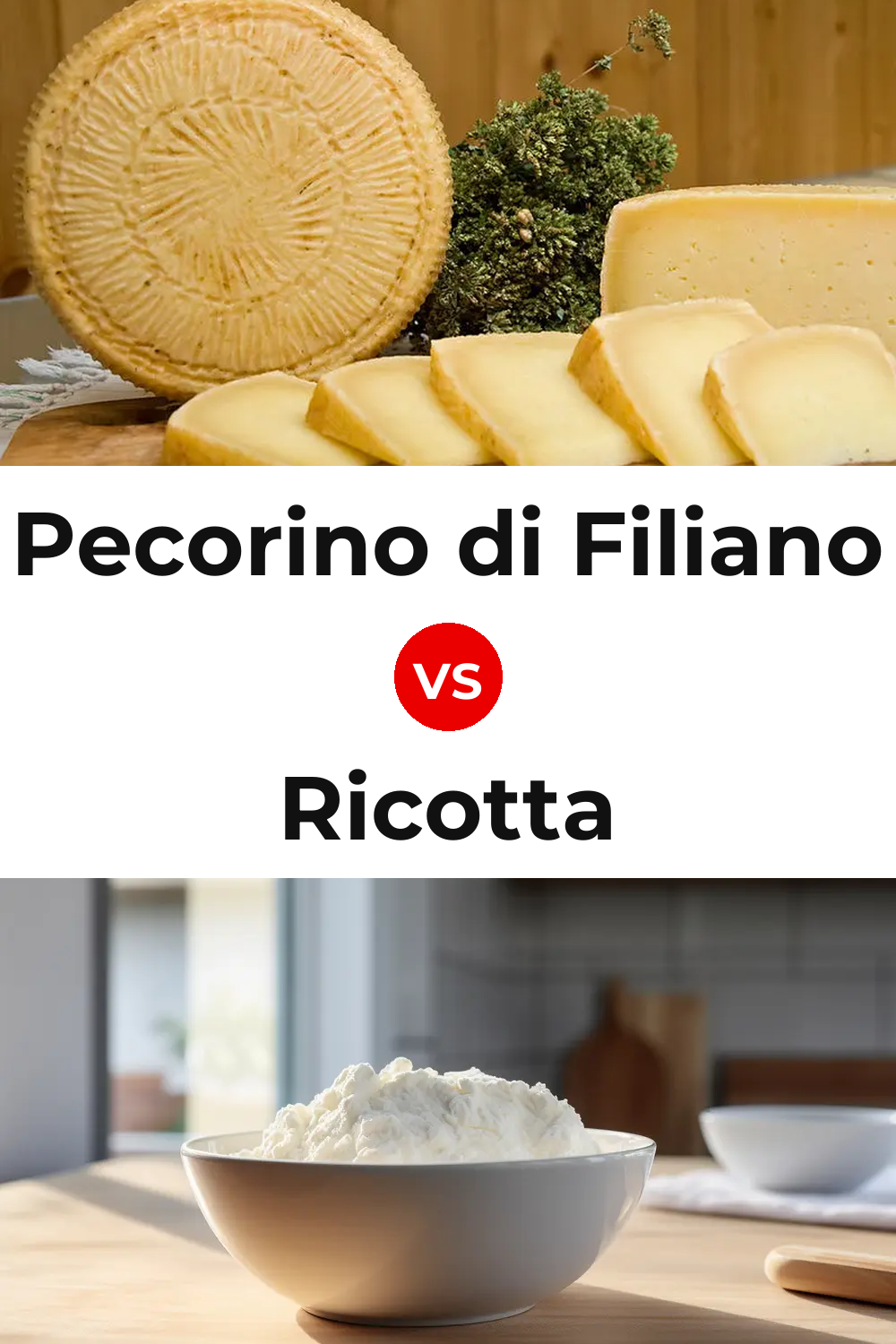 Pecorino di Filiano Cheese vs Ricotta Cheese Pinterest comparison