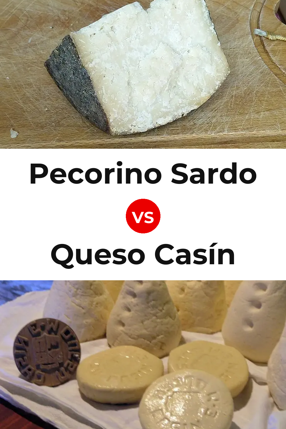 Pecorino Sardo Cheese vs Queso Casín Pinterest comparison