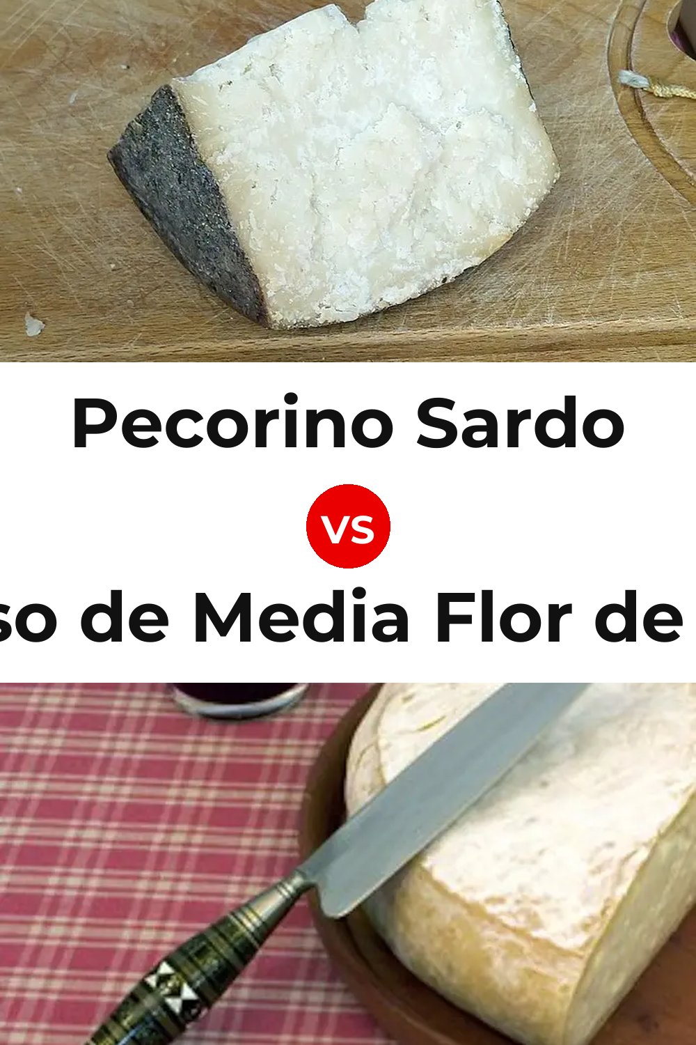 Pecorino Sardo Cheese vs Queso de Media Flor de Guía Pinterest comparison