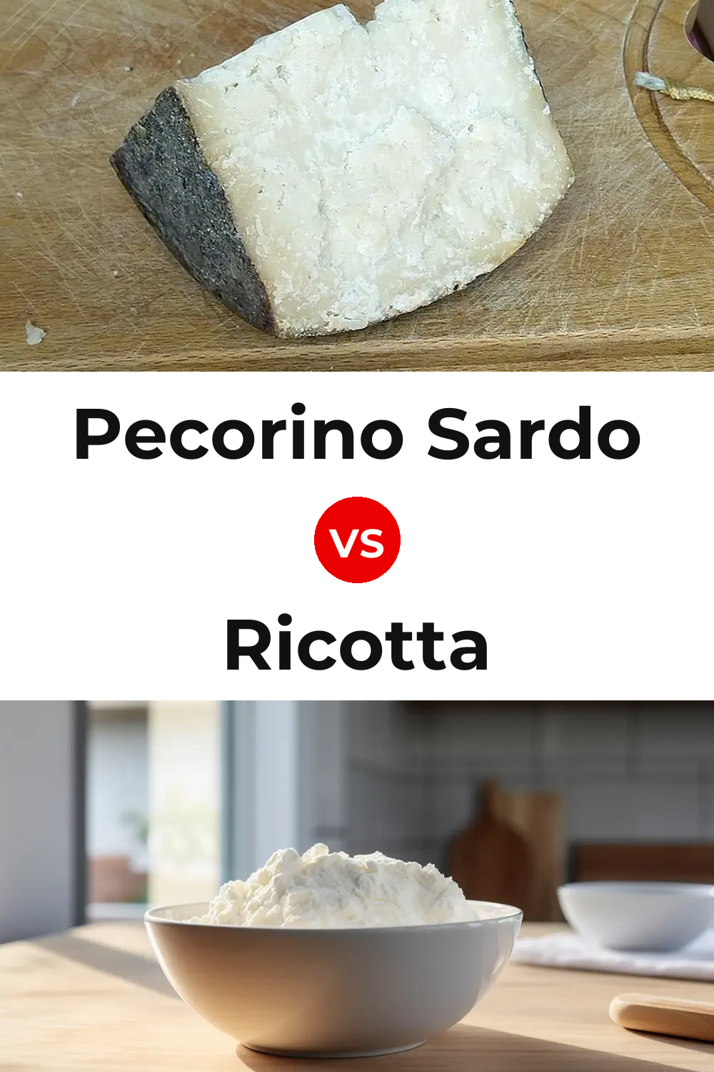 Pecorino Sardo Cheese vs Ricotta Cheese Pinterest comparison