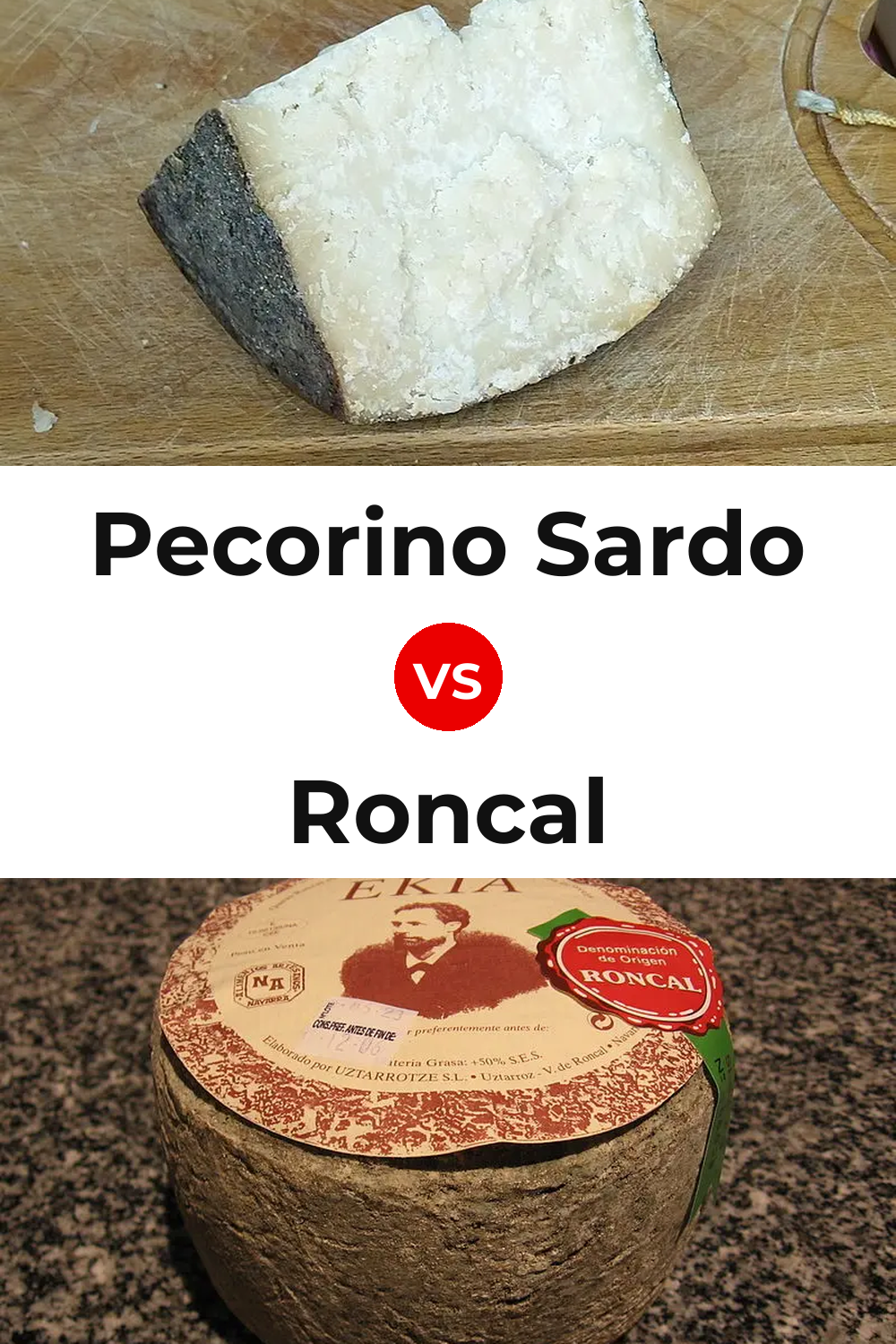 Pecorino Sardo Cheese vs Roncal Cheese Pinterest comparison