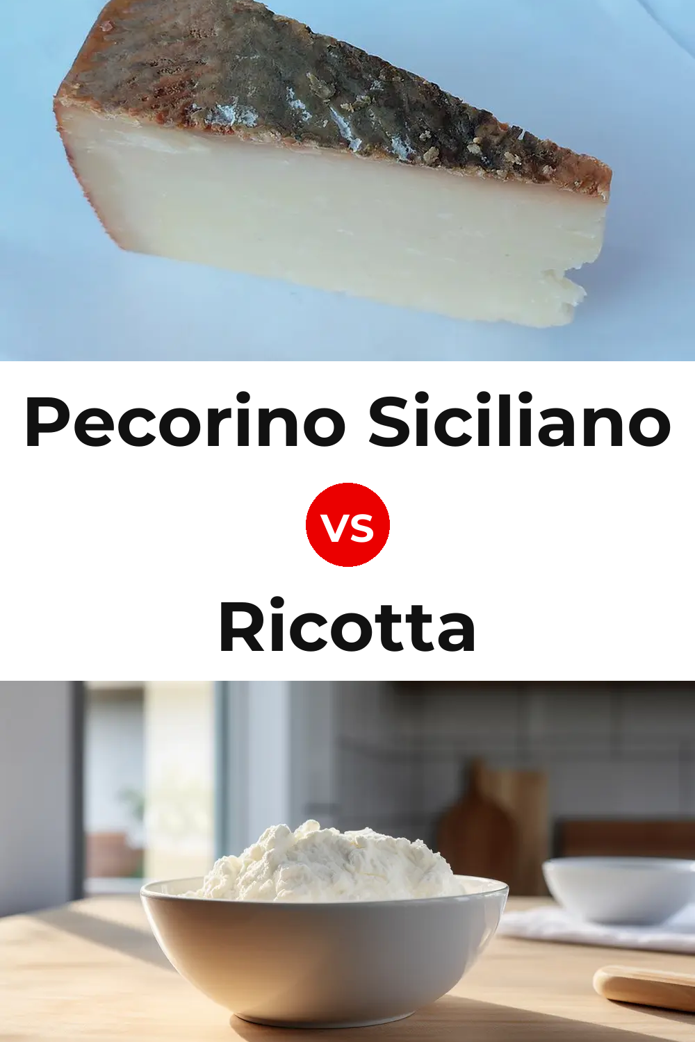 Pecorino Siciliano Cheese vs Ricotta Cheese Pinterest comparison