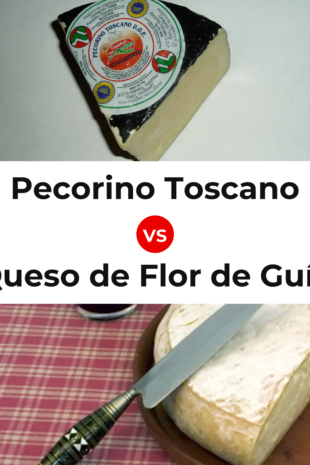 Pecorino Toscano Cheese vs Queso de Flor de Guía Pinterest comparison