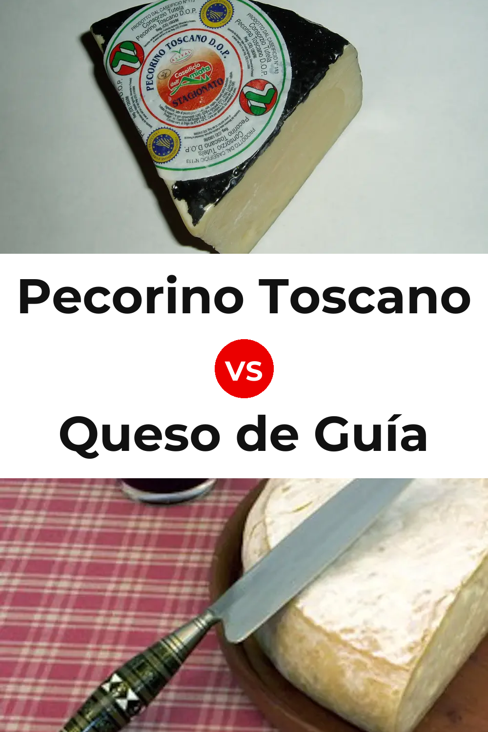 Pecorino Toscano Cheese vs Queso de Guía Pinterest comparison