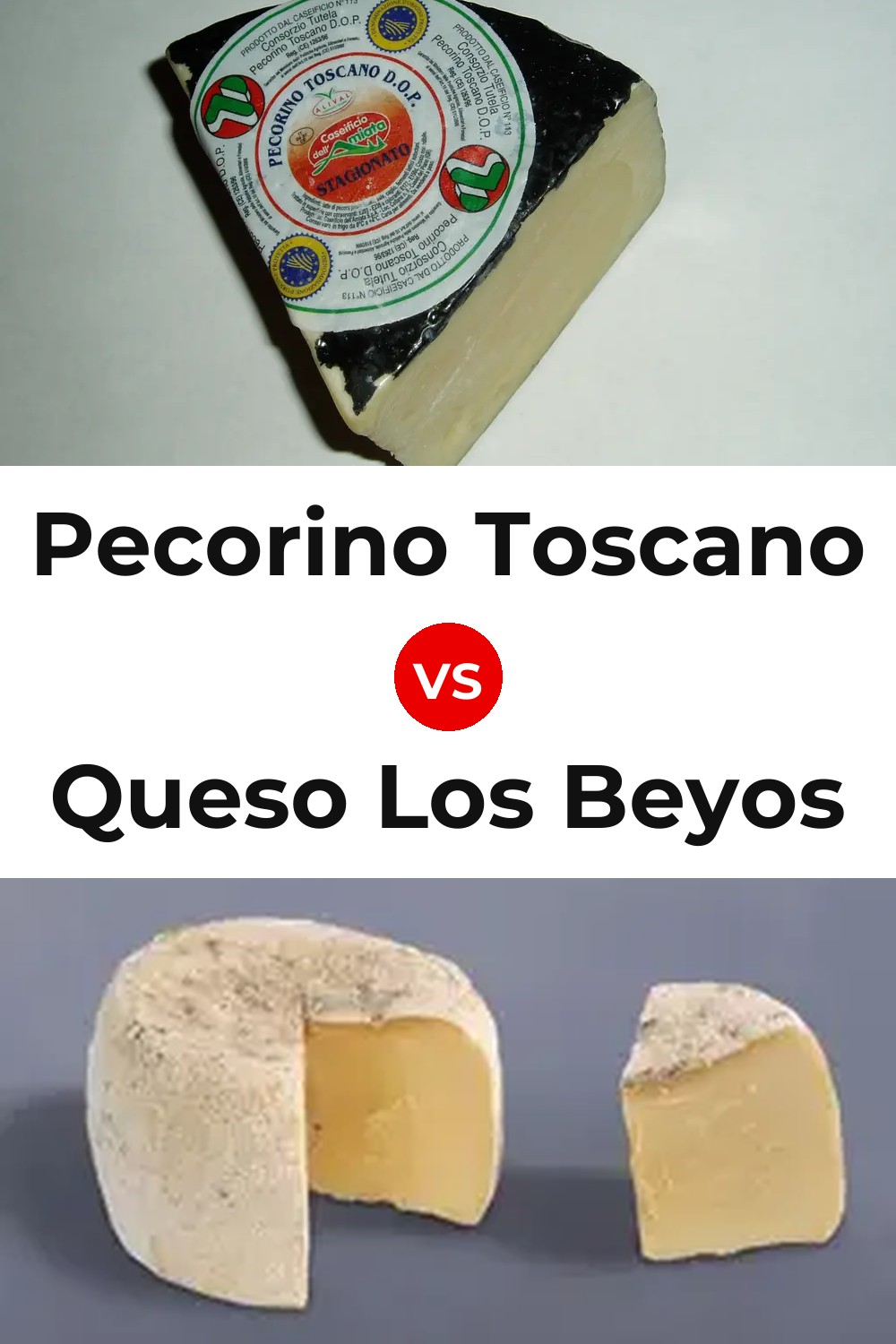 Pecorino Toscano Cheese vs Queso Los Beyos Pinterest comparison
