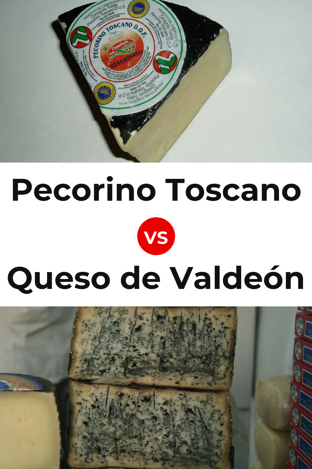 Pecorino Toscano Cheese vs Queso de Valdeón Pinterest comparison