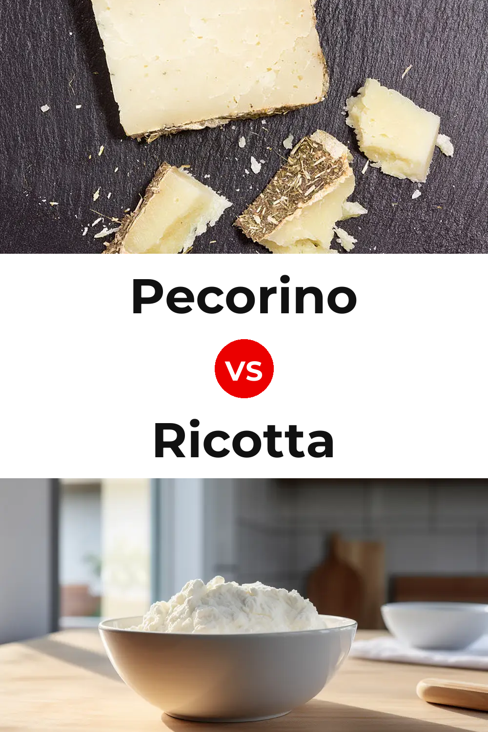 Pecorino Cheese vs Ricotta Cheese Pinterest comparison