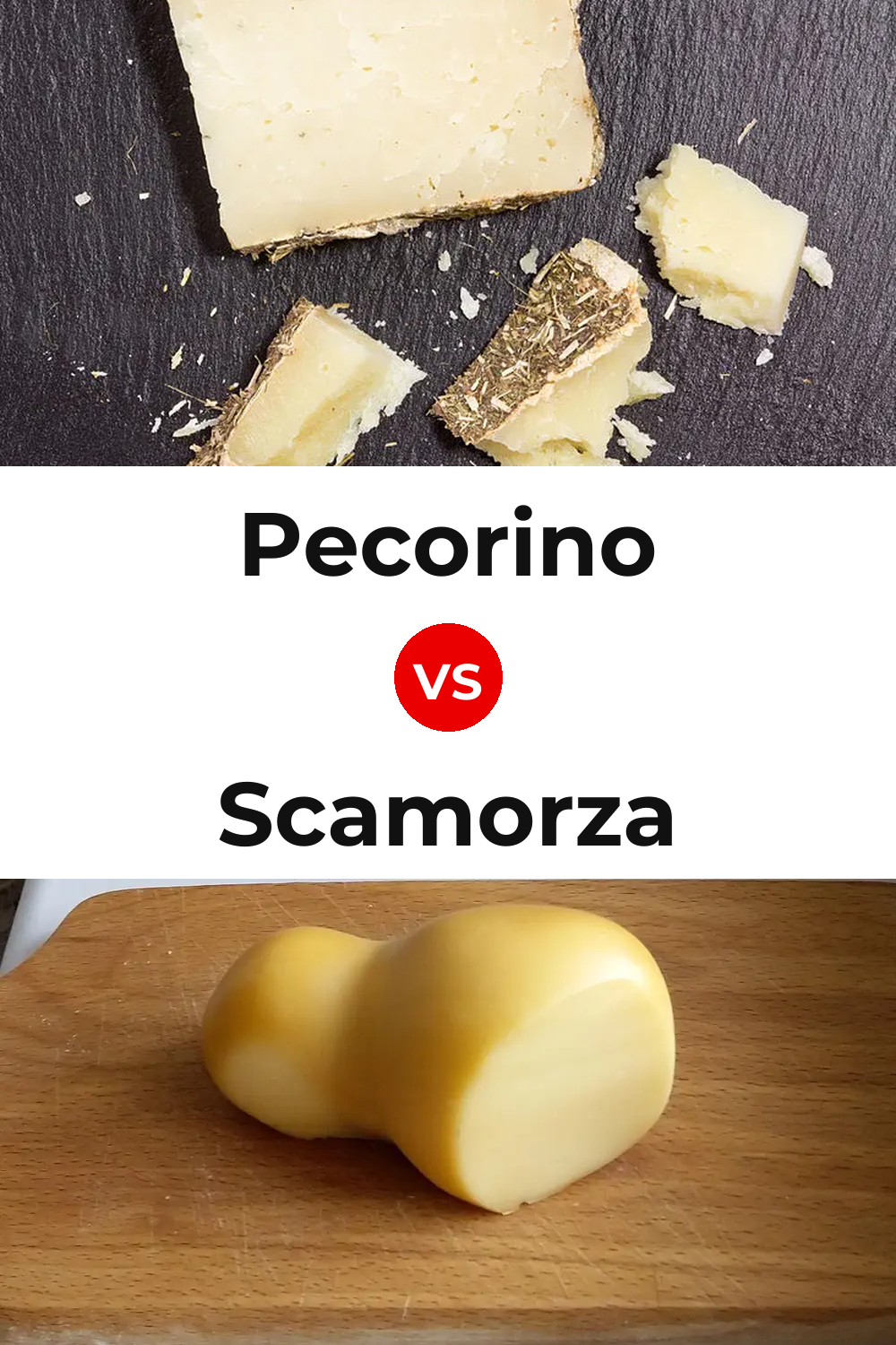 Pecorino Cheese vs Scamorza Cheese Pinterest comparison