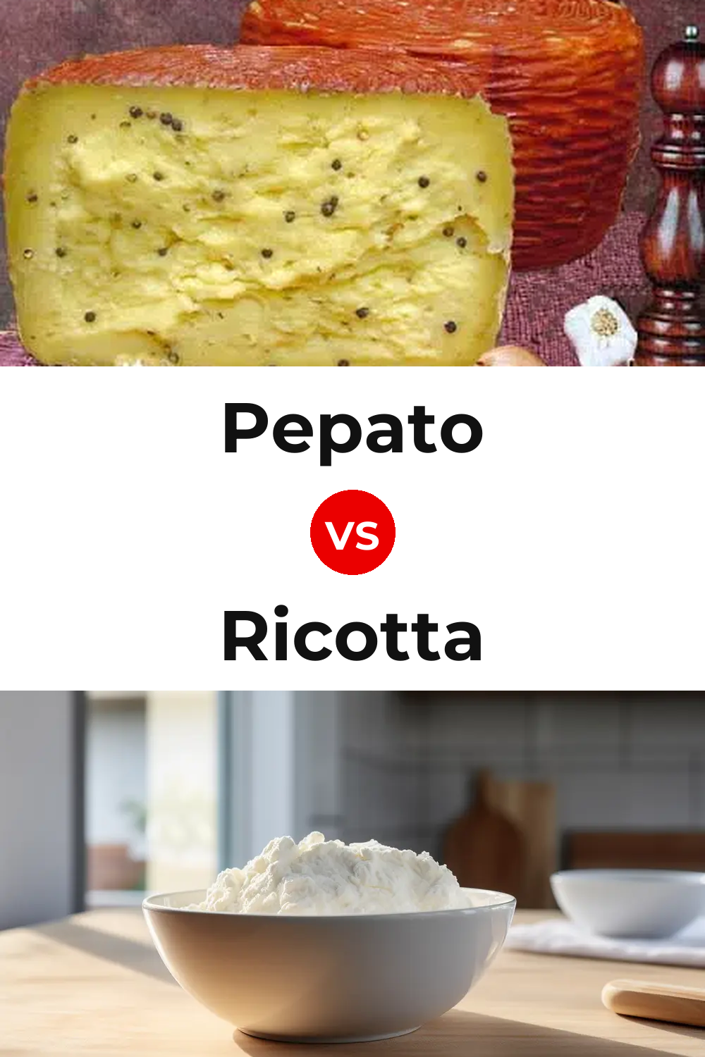 Pepato Cheese vs Ricotta Cheese Pinterest comparison