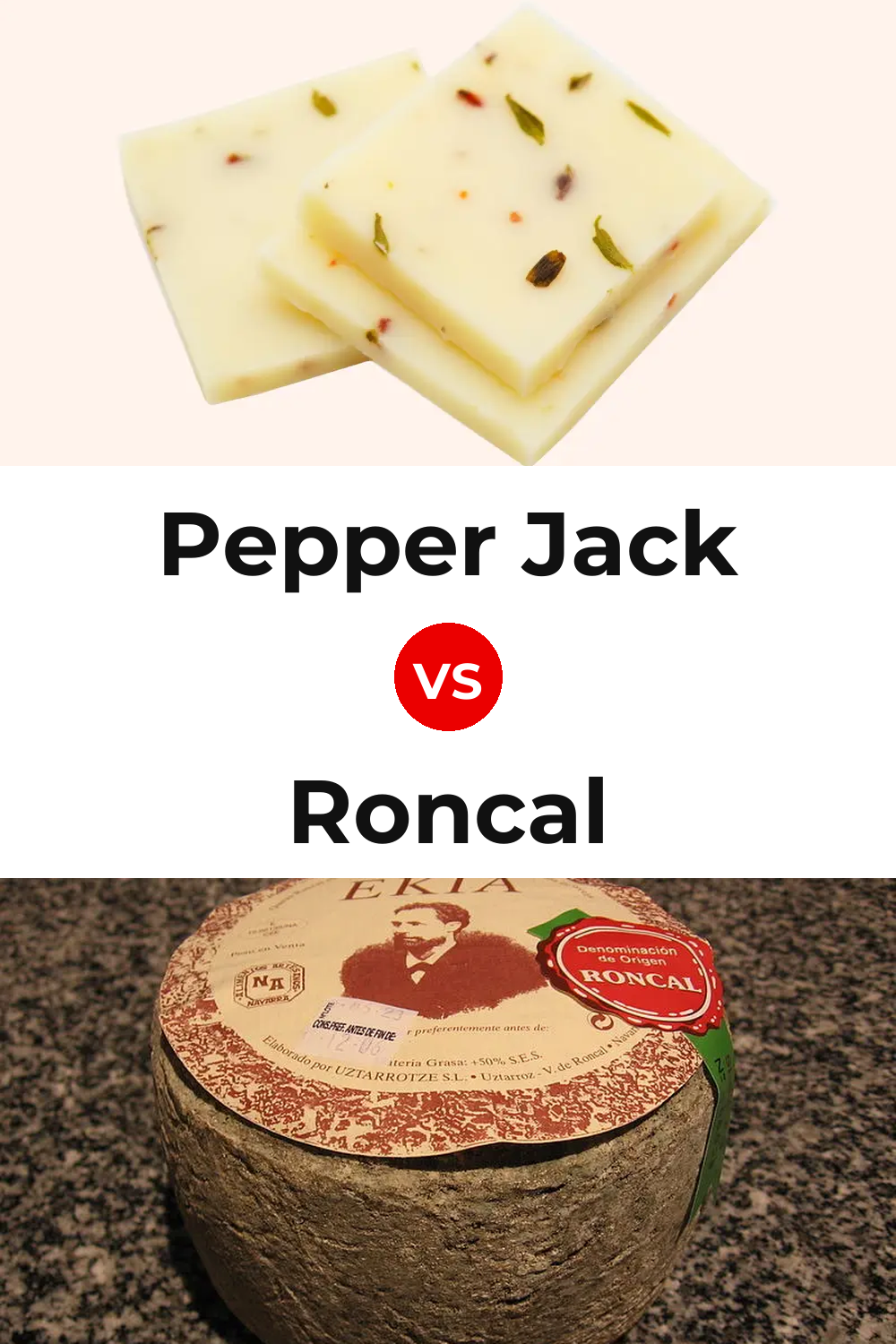 Pepper Jack Cheese vs Roncal Cheese Pinterest comparison