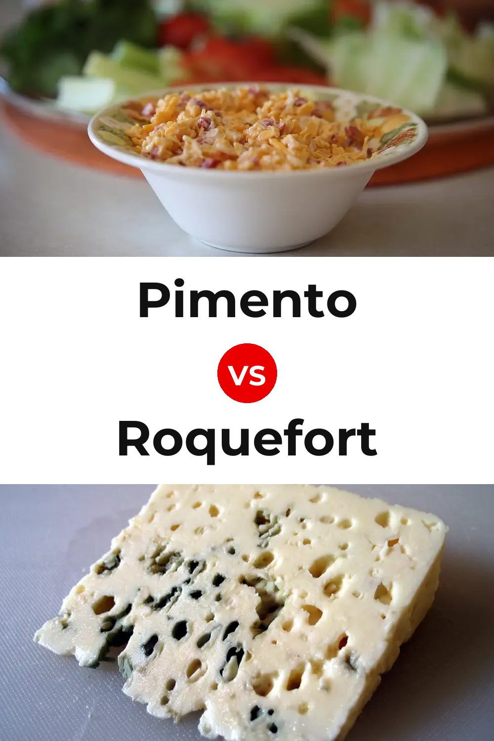 Pimento Cheese vs Roquefort Cheese Pinterest comparison