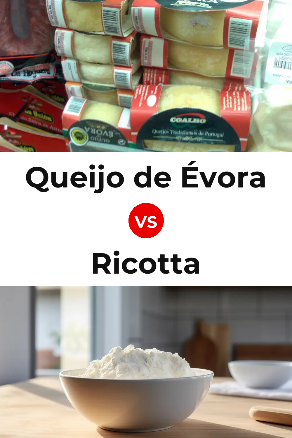 Queijo de Évora vs Ricotta Cheese Pinterest comparison