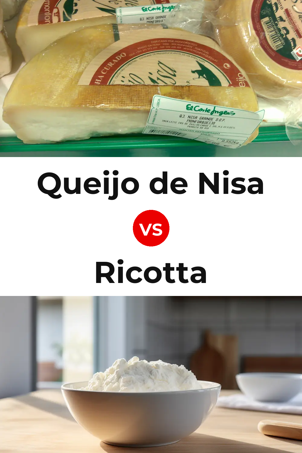 Queijo de Nisa vs Ricotta Cheese Pinterest comparison