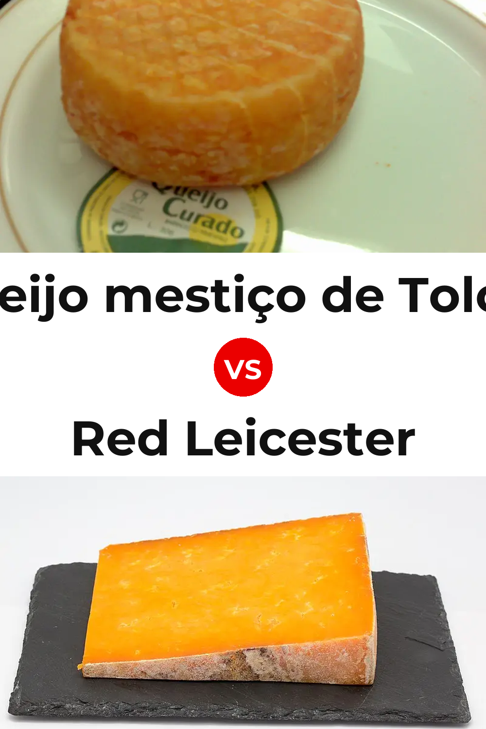 Queijo mestiço de Tolosa vs Red Leicester Cheese Pinterest comparison