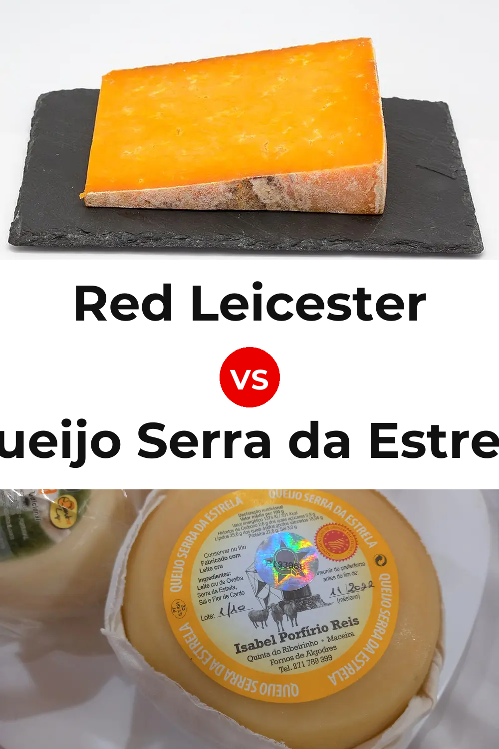 Red Leicester Cheese vs Queijo Serra da Estrela Pinterest comparison