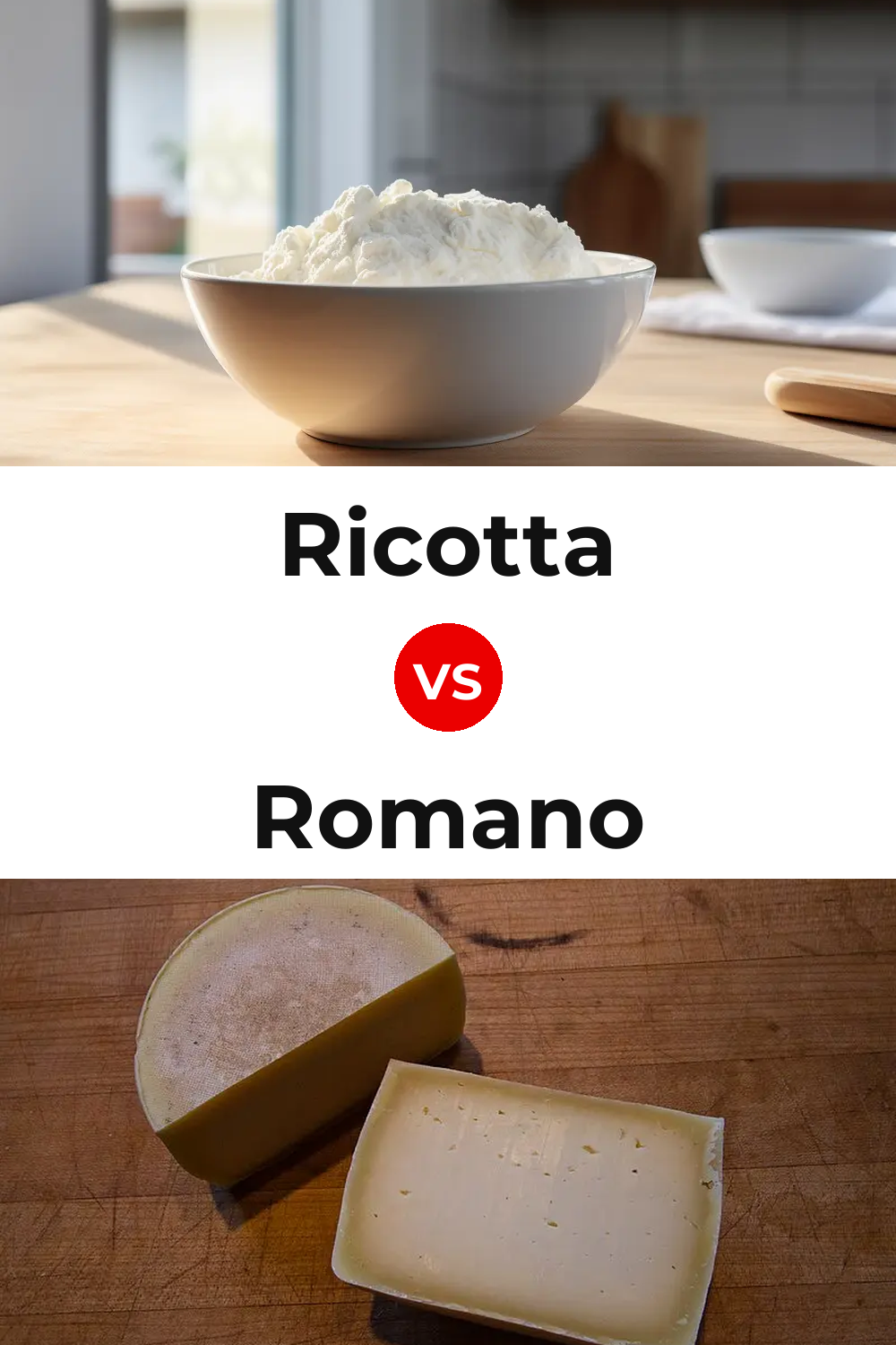 Ricotta Cheese vs Romano Cheese Pinterest comparison