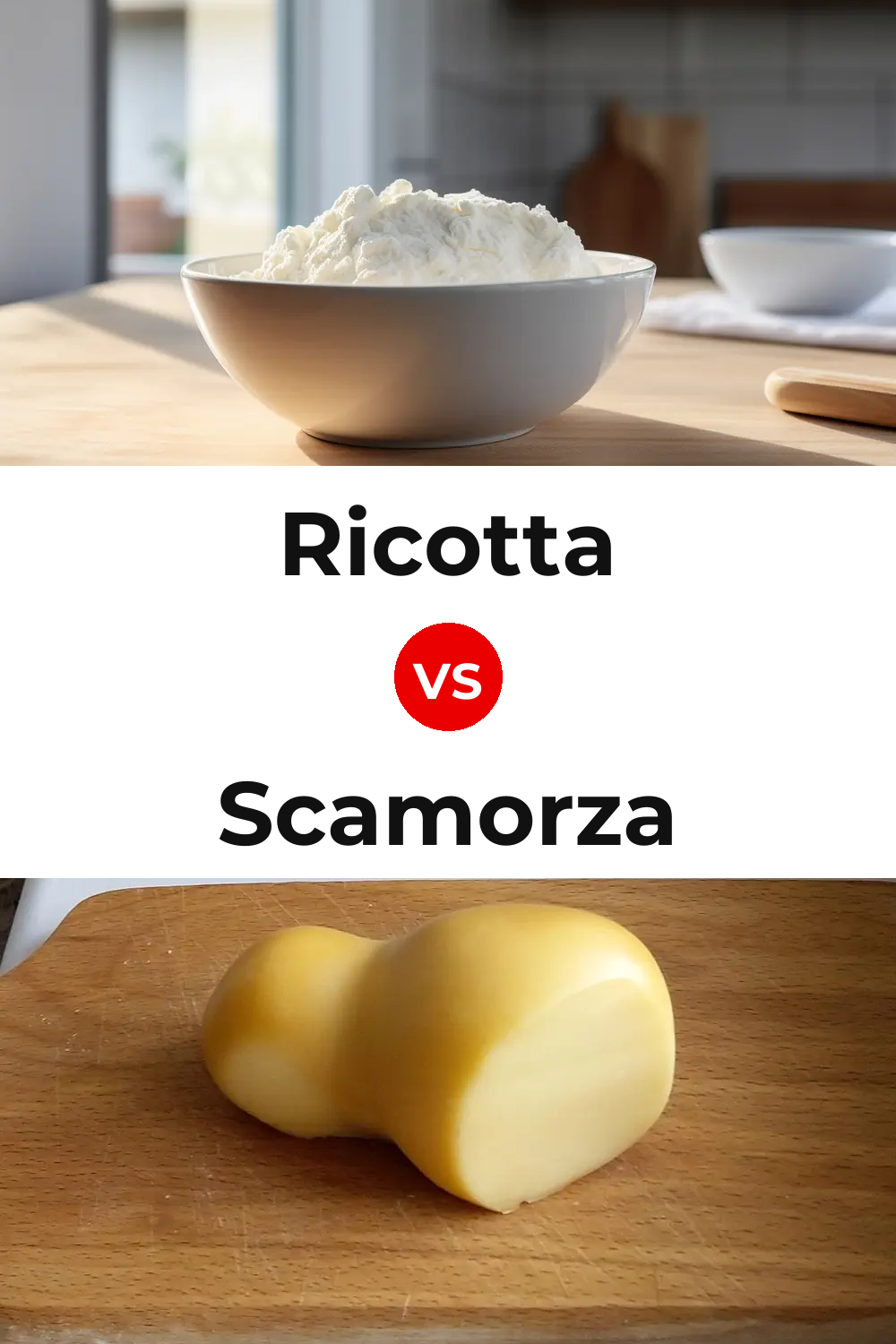 Ricotta Cheese vs Scamorza Cheese Pinterest comparison