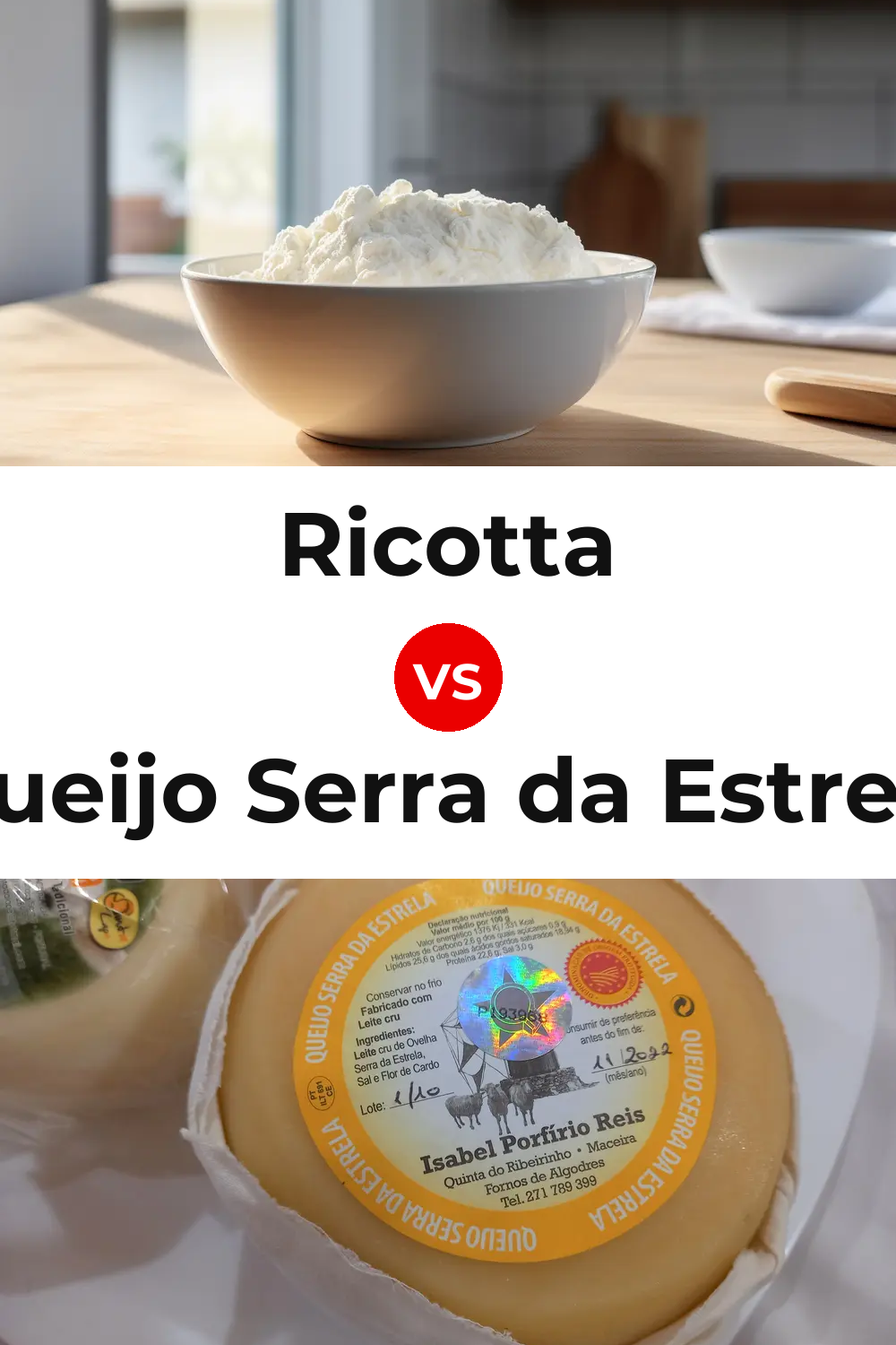 Ricotta Cheese vs Queijo Serra da Estrela Pinterest comparison