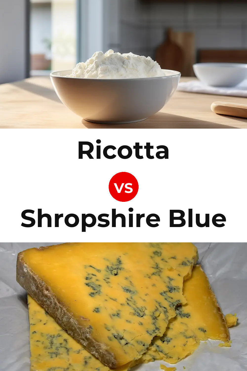 Ricotta Cheese vs Shropshire Blue Cheese Pinterest comparison