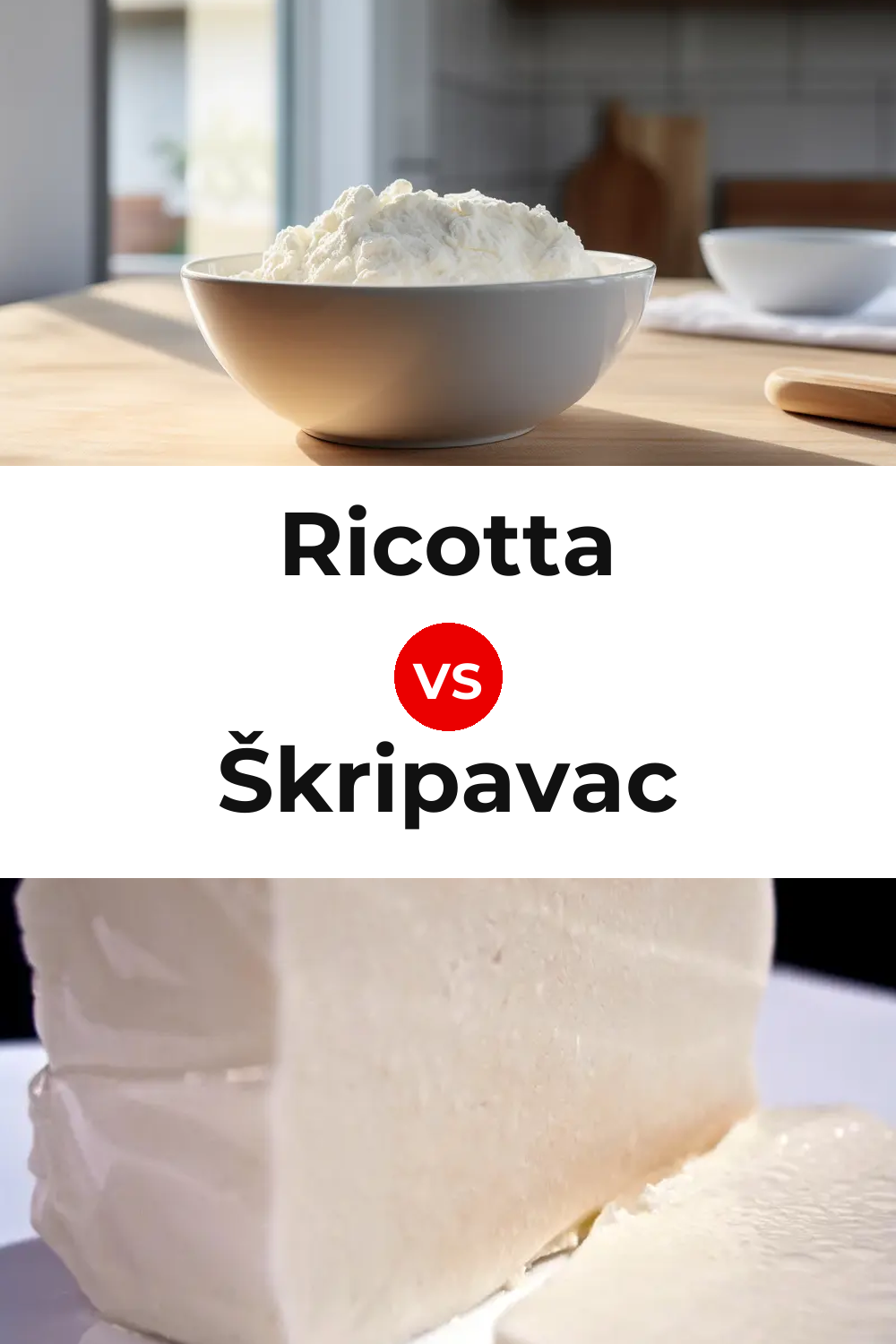 Ricotta Cheese vs Škripavac Cheese Pinterest comparison