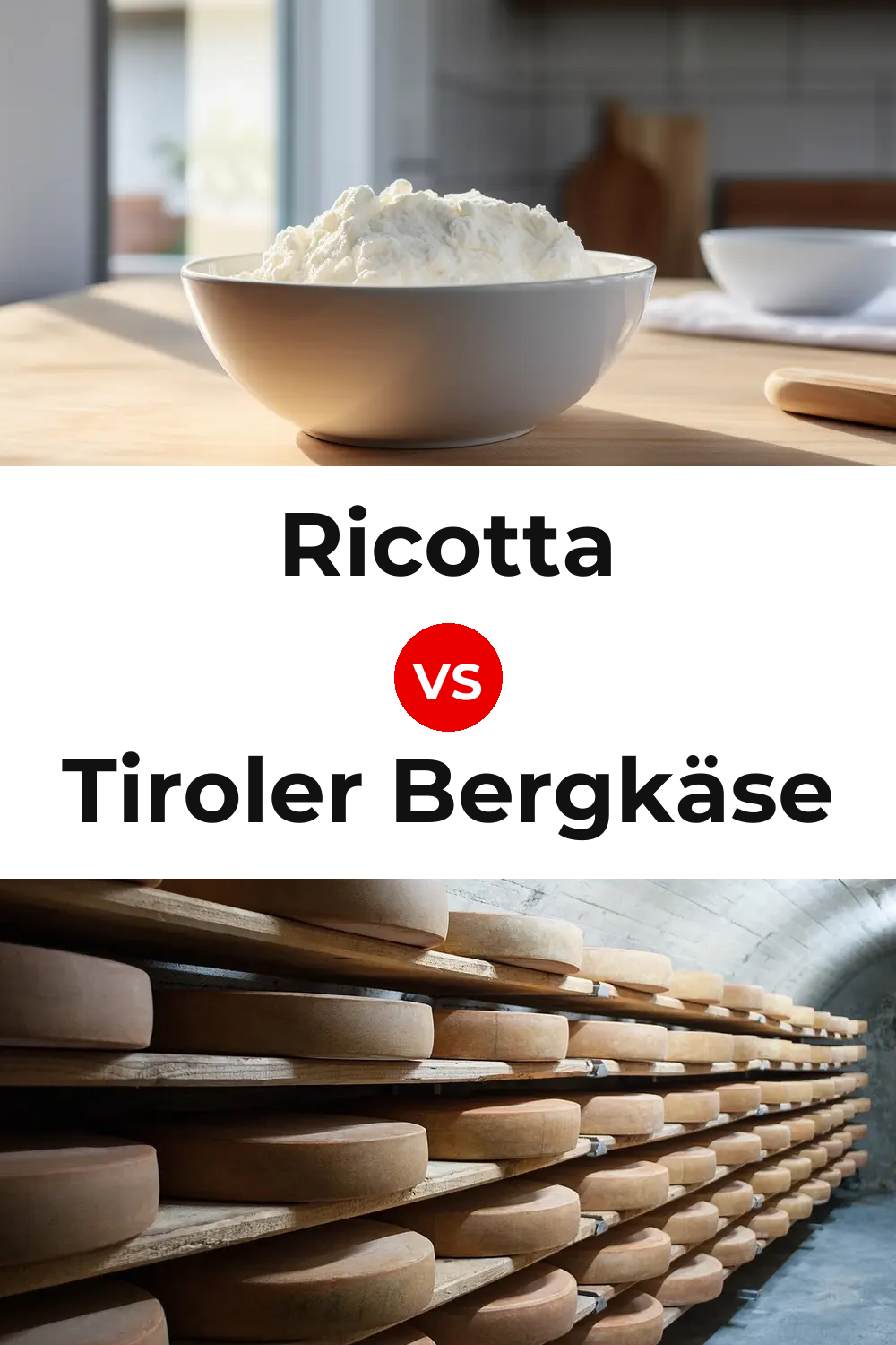 Ricotta Cheese vs Tiroler Bergkäse Cheese Pinterest comparison