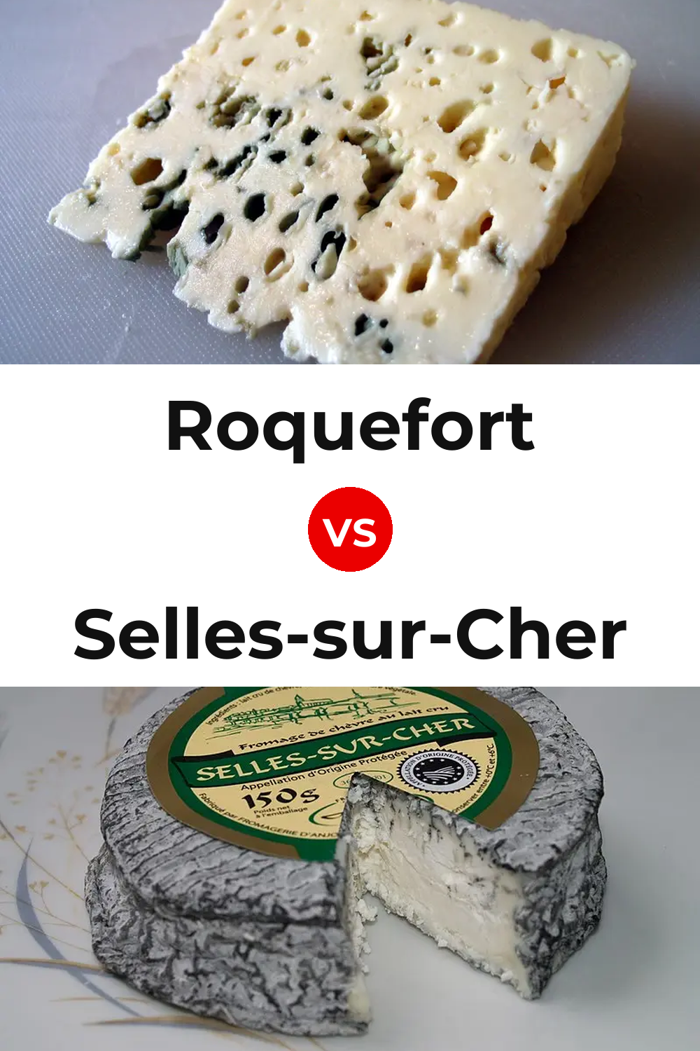 Roquefort Cheese vs Selles-sur-Cher Cheese Pinterest comparison