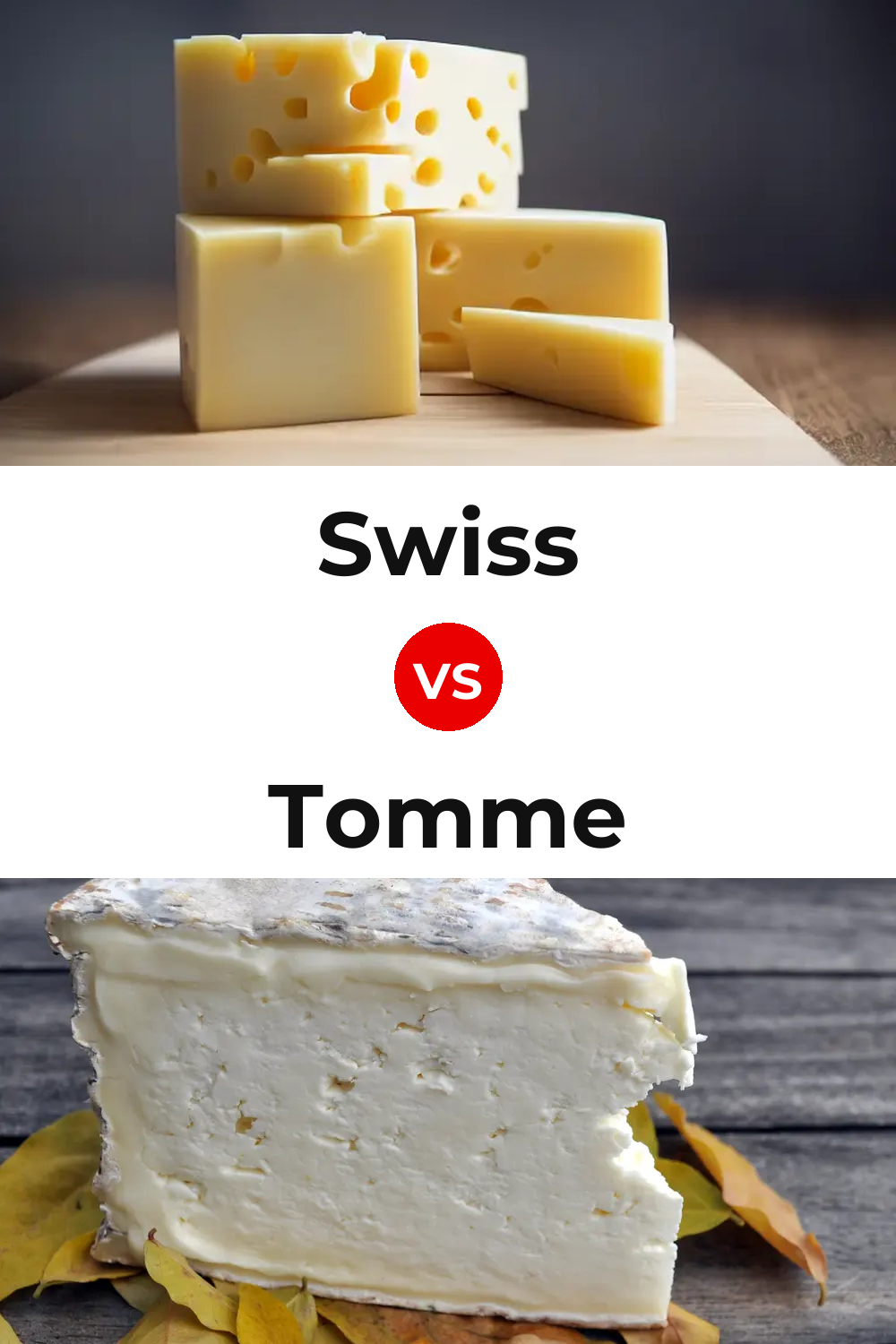 Swiss Cheese vs Tomme Cheese Pinterest comparison