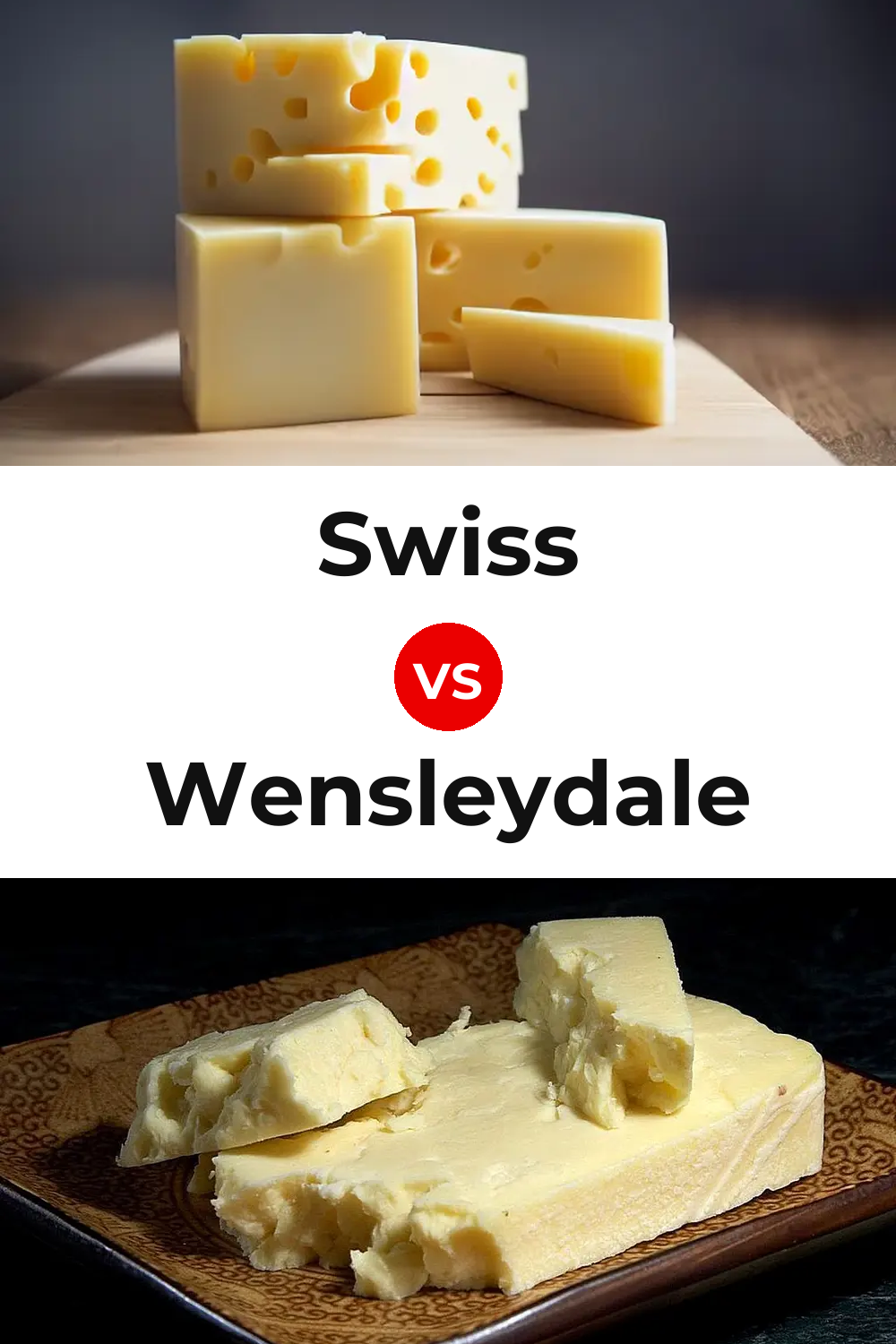 Swiss Cheese vs Wensleydale Cheese Pinterest comparison